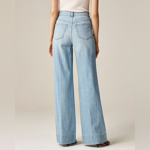 NWT J CREW PETITE New high-rise denim trouser jean in Synniva “light” Wash - Picture 3 of 10